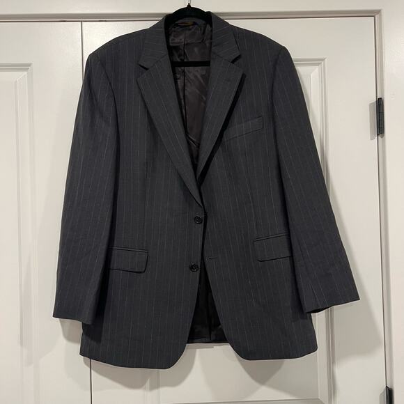 Brooks Brothers 346 Men's Sports Jacket Wool Grey Pinstripe Size‎ 42R - Picture 1 of 11